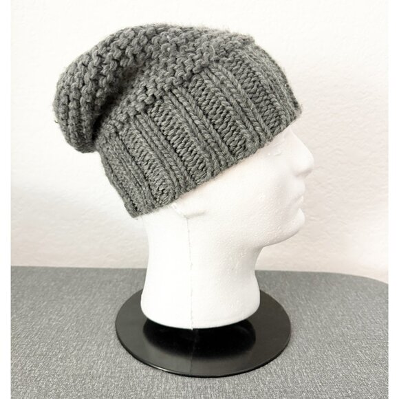 Hat Attack Grey Knit Slouch Beanie O/S - Picture 1 of 7